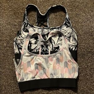 Victoria's Secret Black and Pink Sports Bra with Racerback